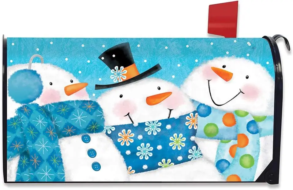 

Briarwood Lane Snow Buds Winter Magnetic Mailbox Cover Snowman Scarfs Standard