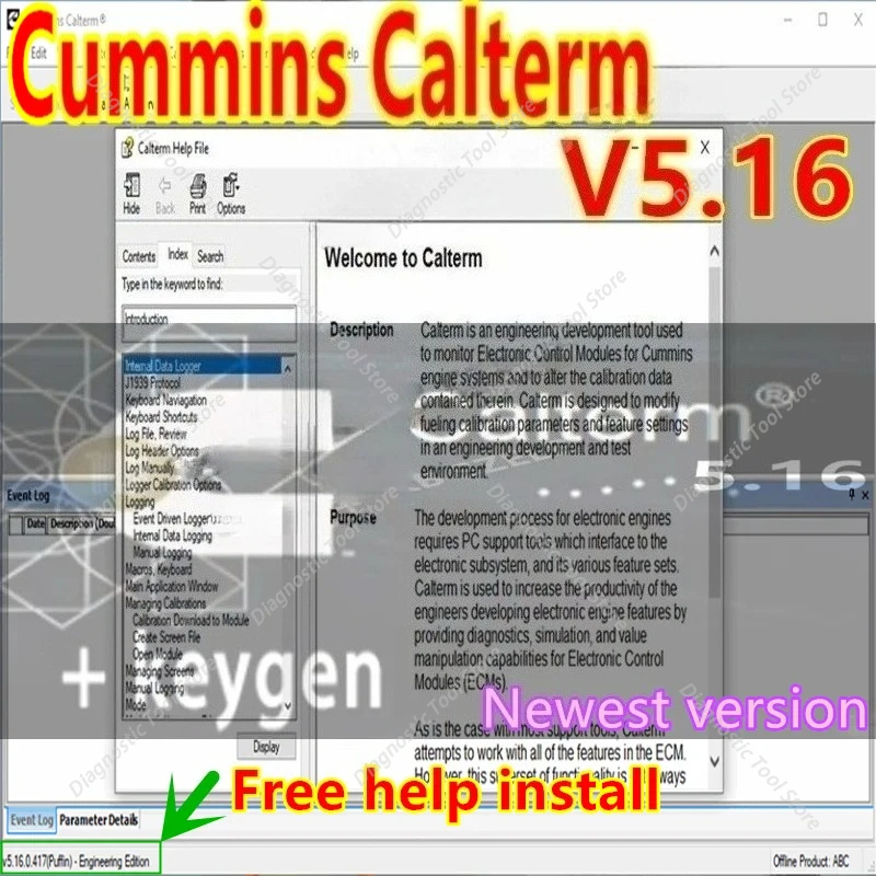 Newest Engineering development tool cummins calterm 5.16 including DPF, SCR, and EGR systems, calterm 5.16 free help install