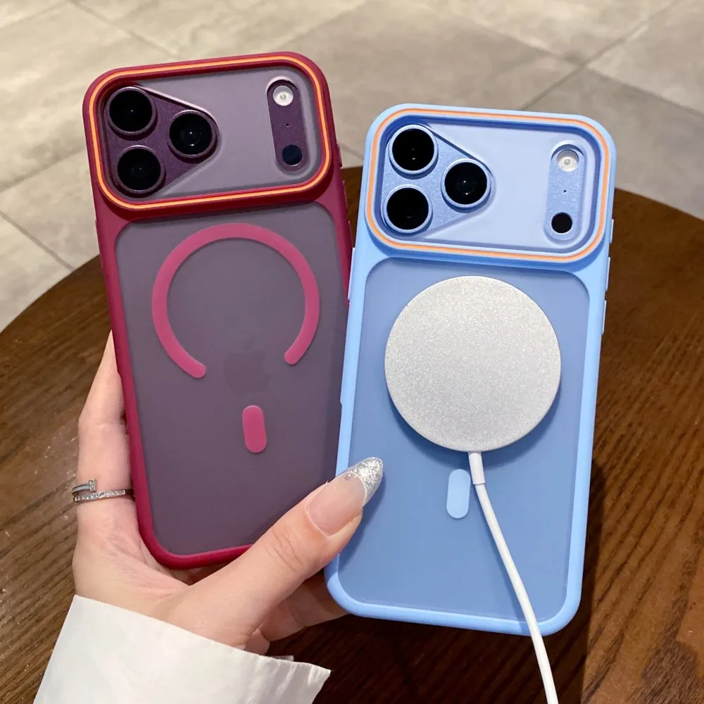 Matte Transparente Magnetische Hülle für iPhone 18 17 Pro Max 16 15 14 13 12 für MagSafe Kabelloses Ladegerät Objektiv-Kamera-Schutzabdeckung