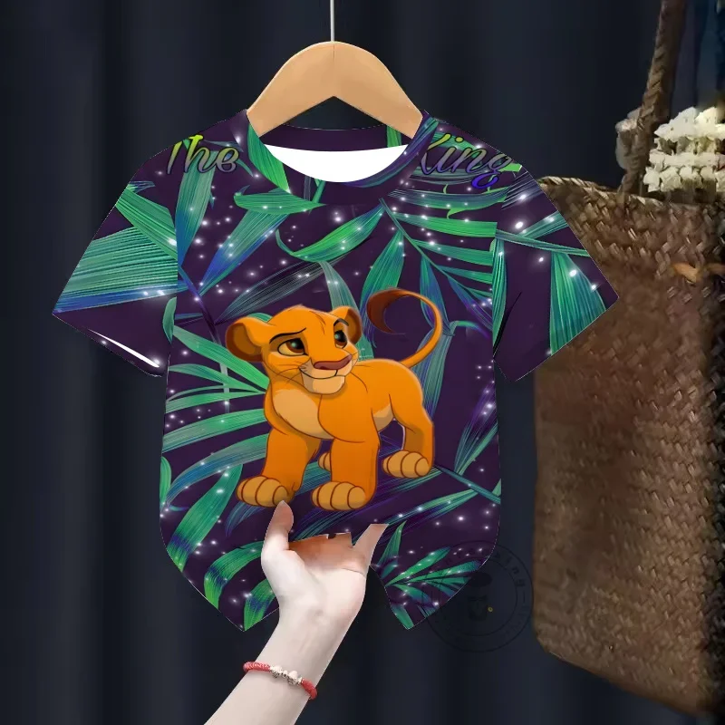 

Горячая футболка с героями мультфильмов «Король Лев», летняя детская одежда, модная повседневная удобная верхняя одежда с 3D принтом для мальчиков и девочек
