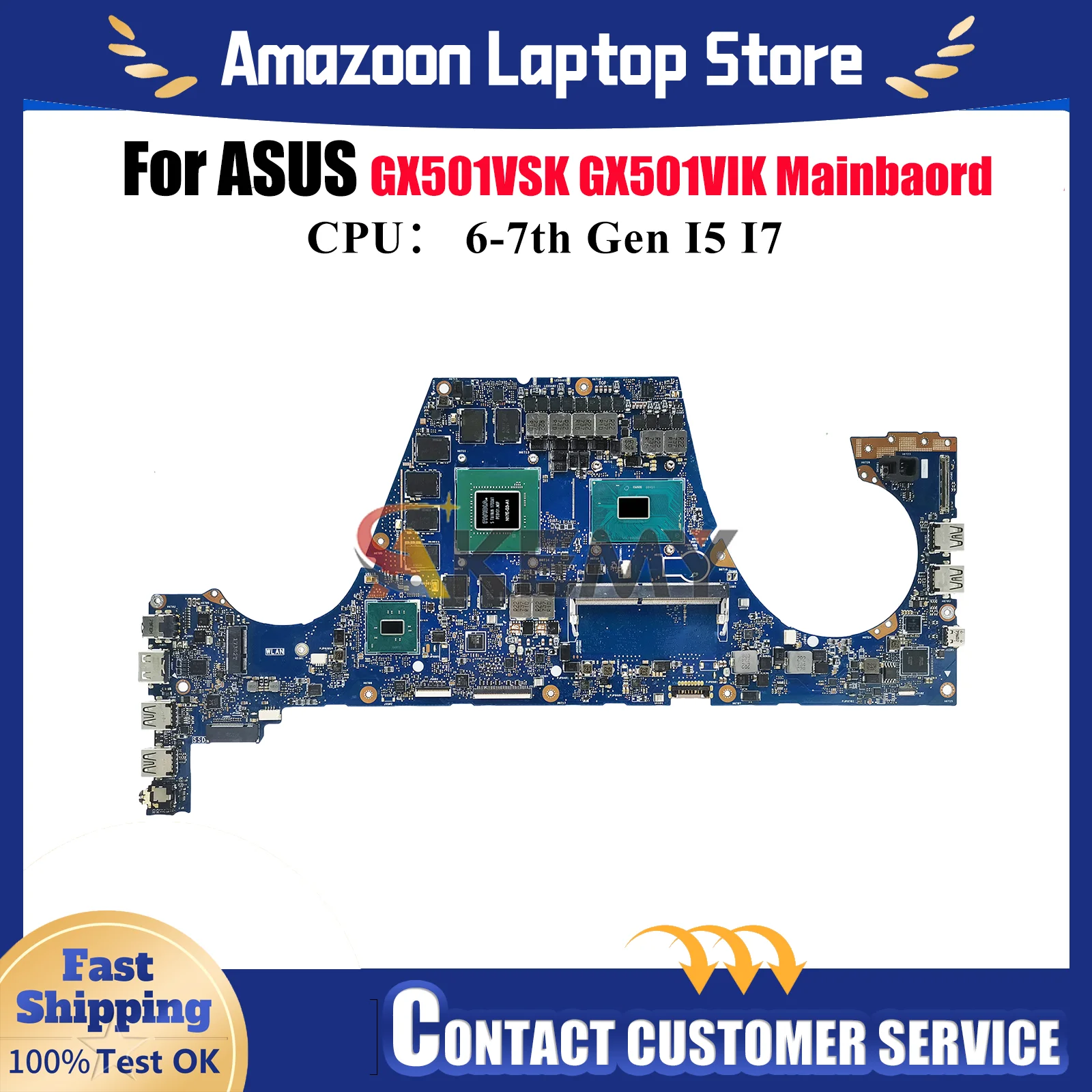 

GX501VIK Материнская плата для ноутбука ASUS ROG Zephyrus GX501VIK GX501V GX501VSK Материнская плата для ноутбука с процессором I5 I7 100% тестирование OK stk