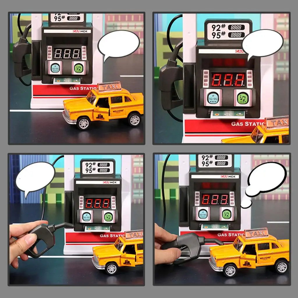 1Set Gas Service Station,with Lights and Sounds Pretend Play,Life Scenes Toys for
