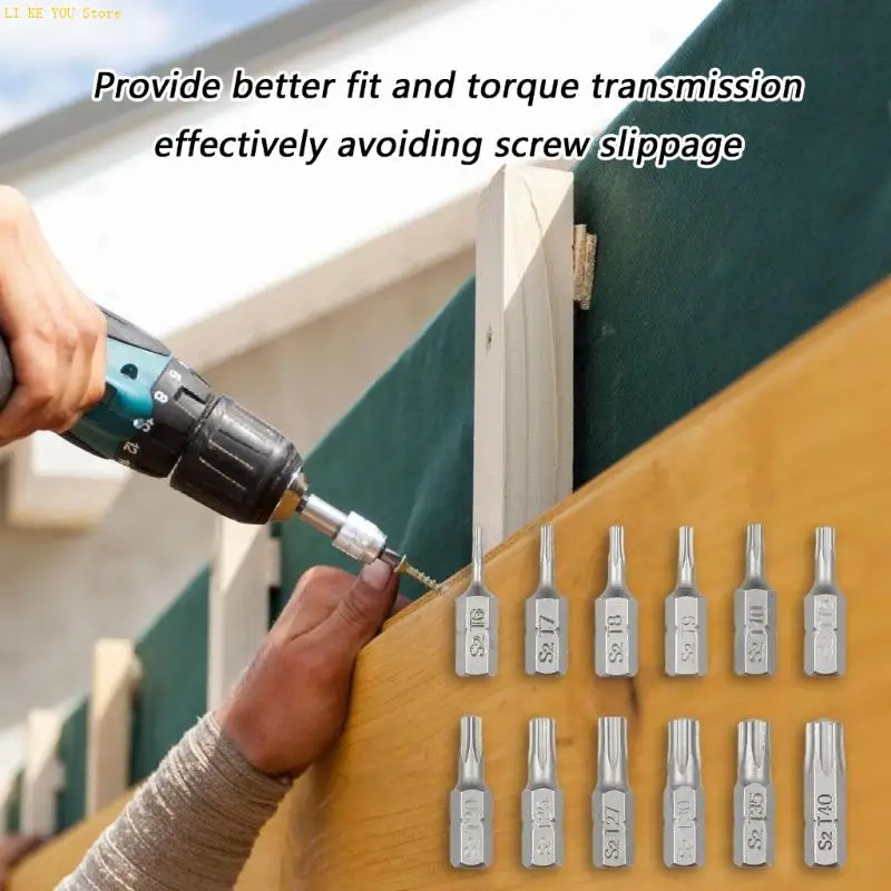W3JE 6Pcs Industrial Hexagonal Security Bit Steel Assorted Screwdriver Bit Impact Bit Set