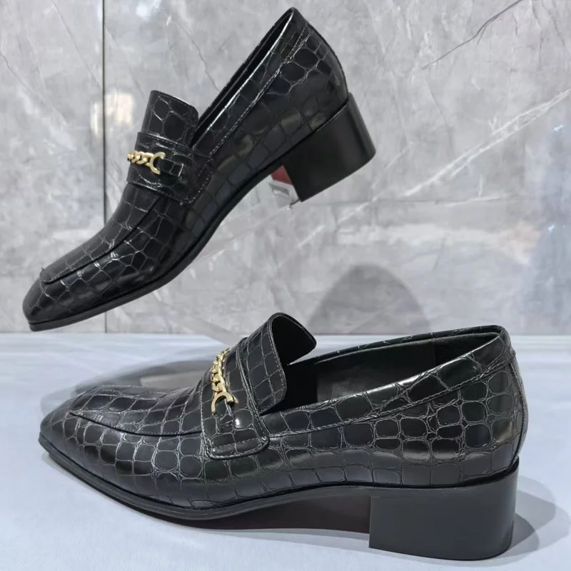 Luxury 4.5cm High Heel Shoes For Men Fashion Crocodile Pattern Leather Loafers Men Dress Shoes Slip On Party And Wedding Shoes