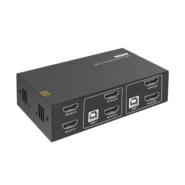 Przełącznik KVM HDMI podwójny Monitor 2 porty 4K @ 60Hz, USB2.0,2 PC 2 przełącznik monitora HDMI 2.0 HDCP2.2 z 4 kablami HDMI i 2 kablami USB