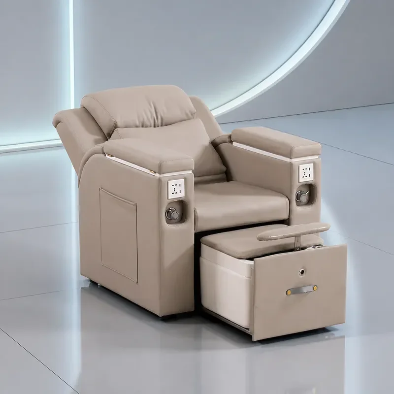 Electric Reclining Pedicure Chair for Nail Beauty Spa Foot Massage Sofa with Adjustable Backrest for Eyebrow and