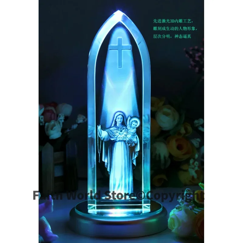 Special offer --TOP Art Collectible collection Home Decor Decoration Religious 3D blessing the Madonna Virgin Mary Crystal Image