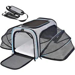 Large Capacity Cat carrier bag Pet Airlines approved reflective tape Cat Travel Bag expandable Foldable soft Puppy carrier bag