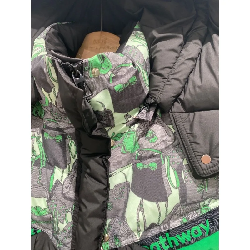 New Letter-style Down Jacket for Women Short Hooded Thick Jacket Fashionable and Trendy Brand Color-blocking Top Women’s Wear