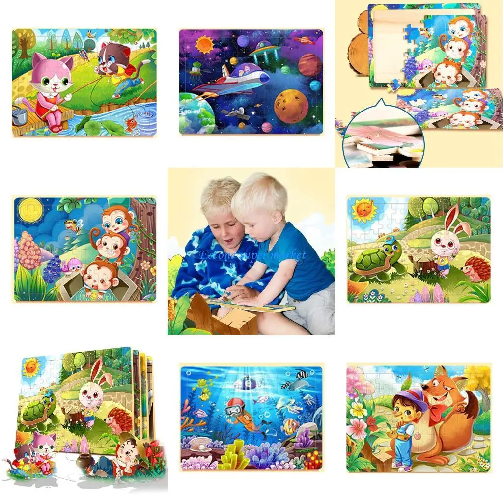 

090B Preschool Education Puzzles Various Cartoon Vehicle Marine Animal Models