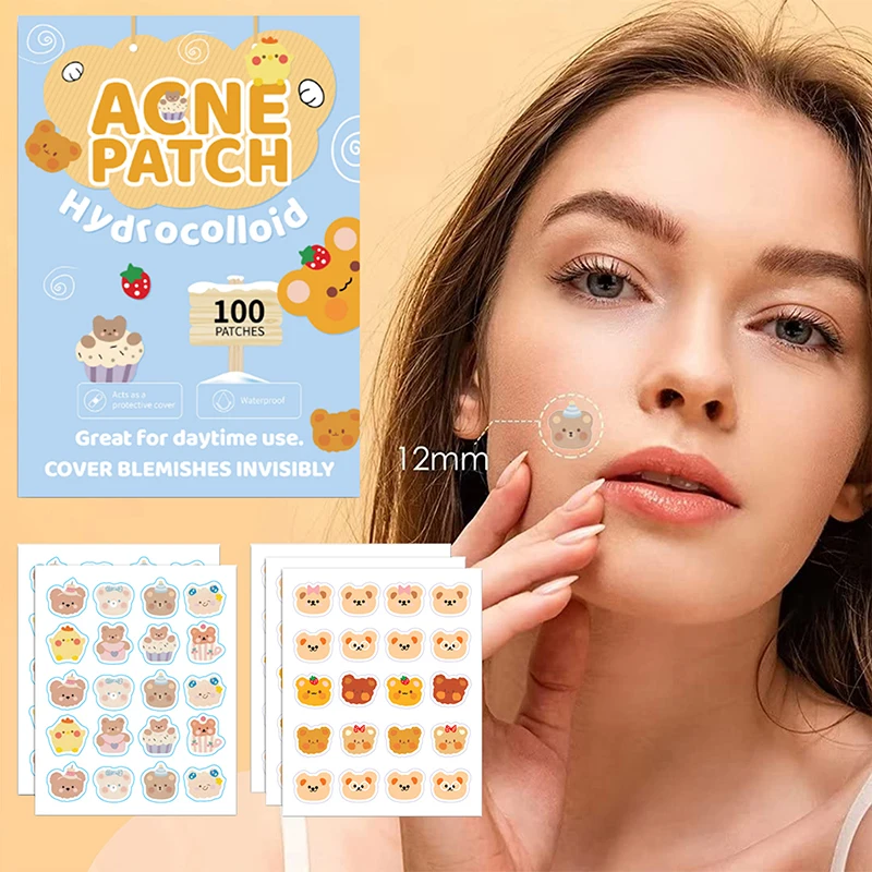 New 100pcs Bear Face Skin Care Acne Pimple Patch Invisible Professional Healing