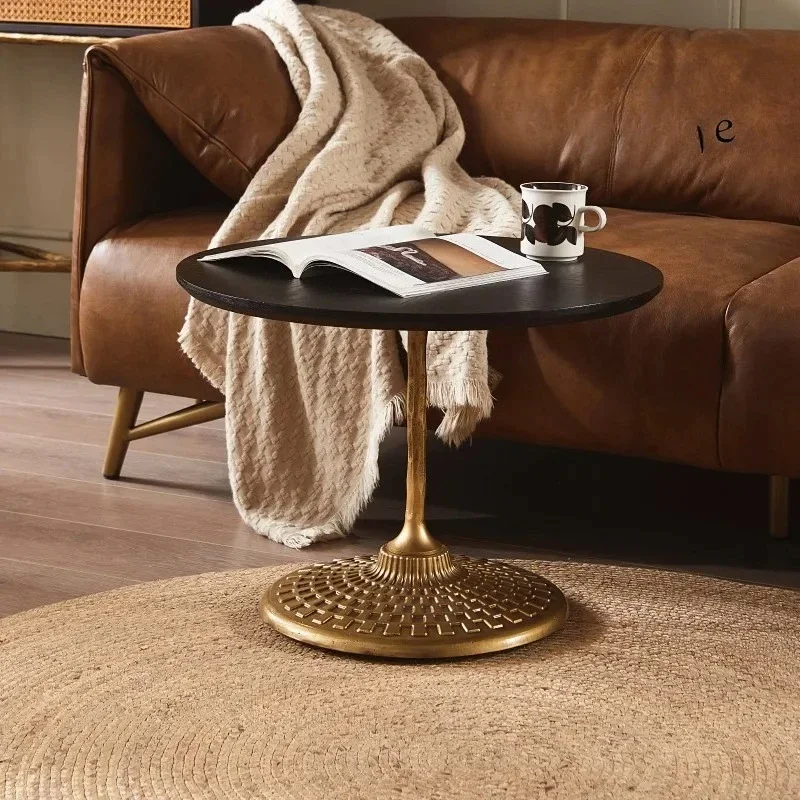 A Nordic Oak Retro Style round Conference Table Household round Tea Table Iron Coffee round Table