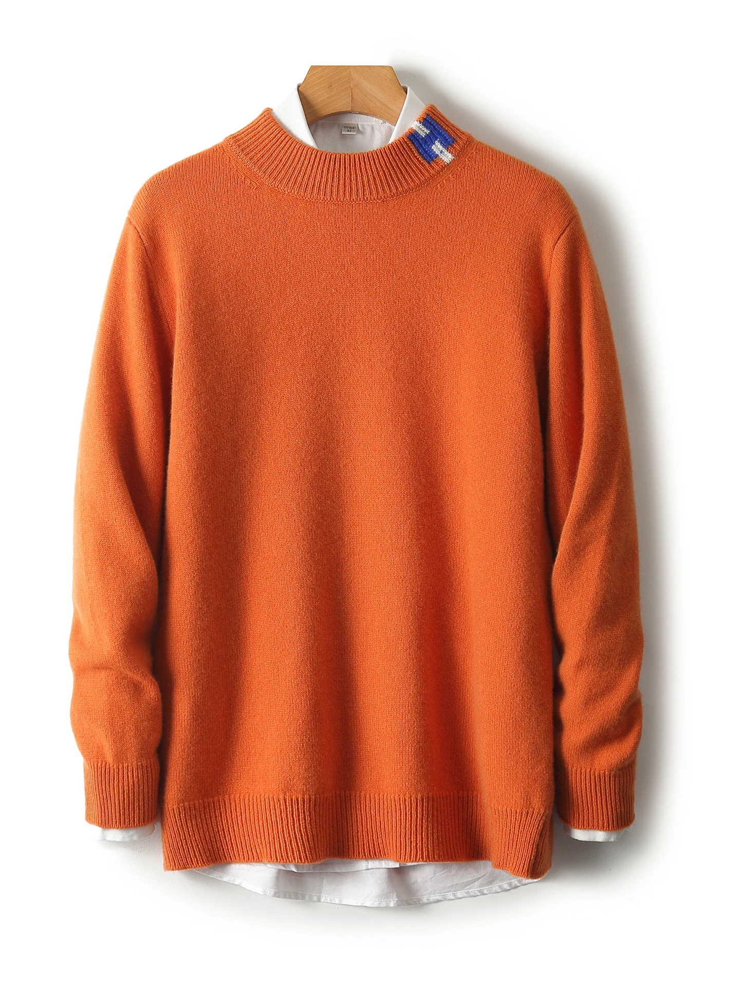 Autumn and winter new 100% pure cashmere men's semi-high neck sweater loose casual bottoming sweater