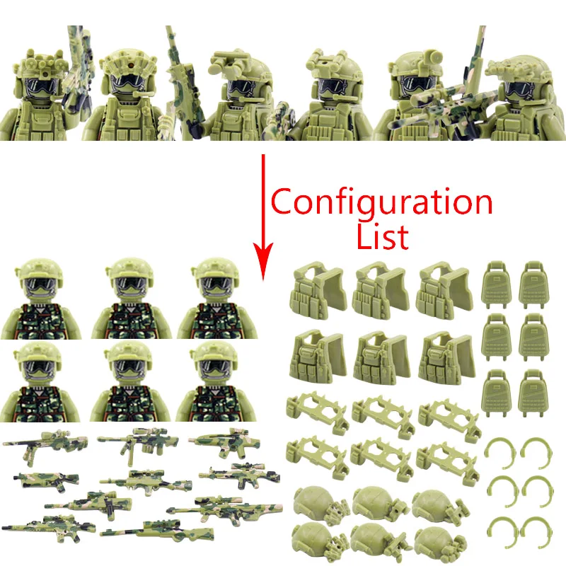 Military Special Forces MOC Building Block SWAT Ghost Commando Figures Police Soldiers Army Gun Weapons Children\'s Toy Gift B152