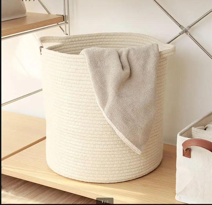 Cotton Thread Storage Basket Home Desktop Box Sundries Organizer Handmade Woven Baskets Fruit Laundry