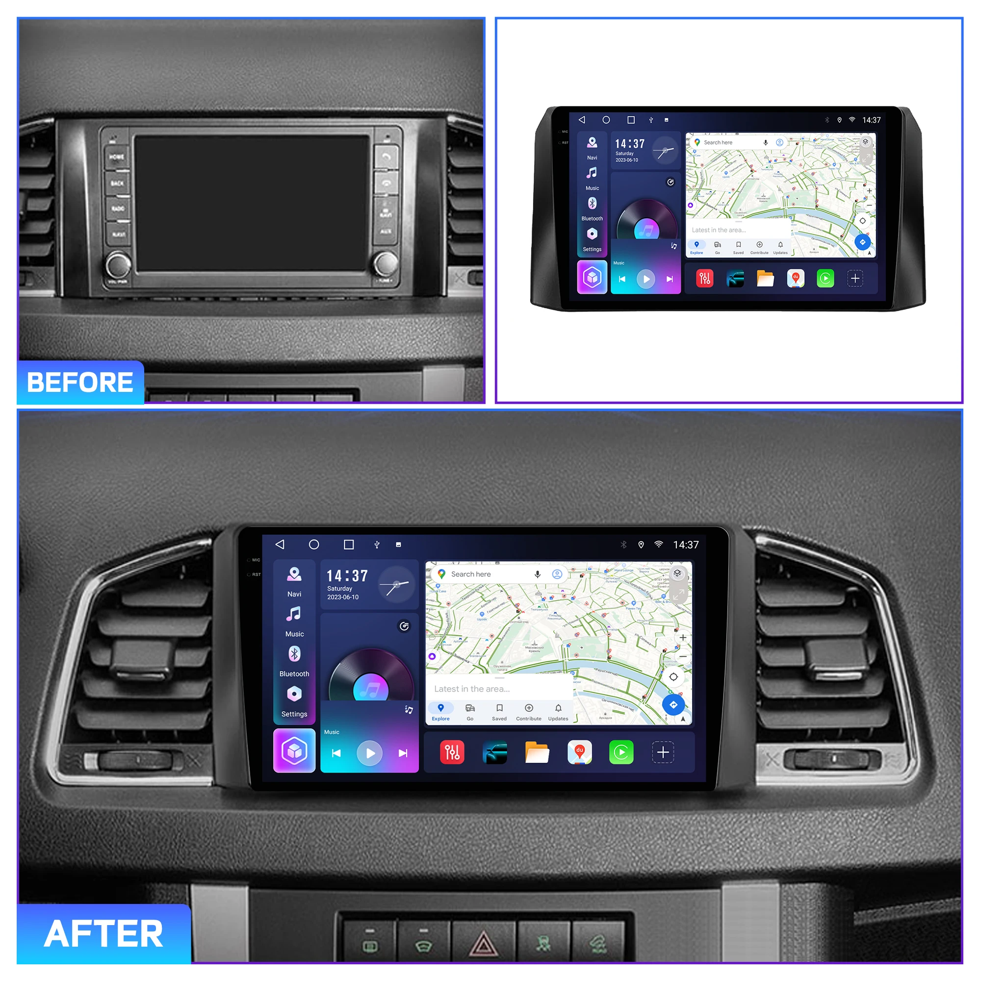 Penhui Android Car DVD Player 2 Din for UAZ Patriot 2016 - 2021 Multimedia Screen with DSP, Bluetooth, Audio & CarPlay