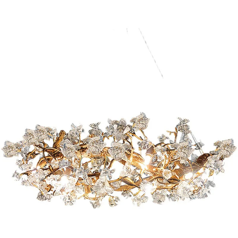 

Postmodern, all-copper light luxury chandelier, creative living room crystal lamp