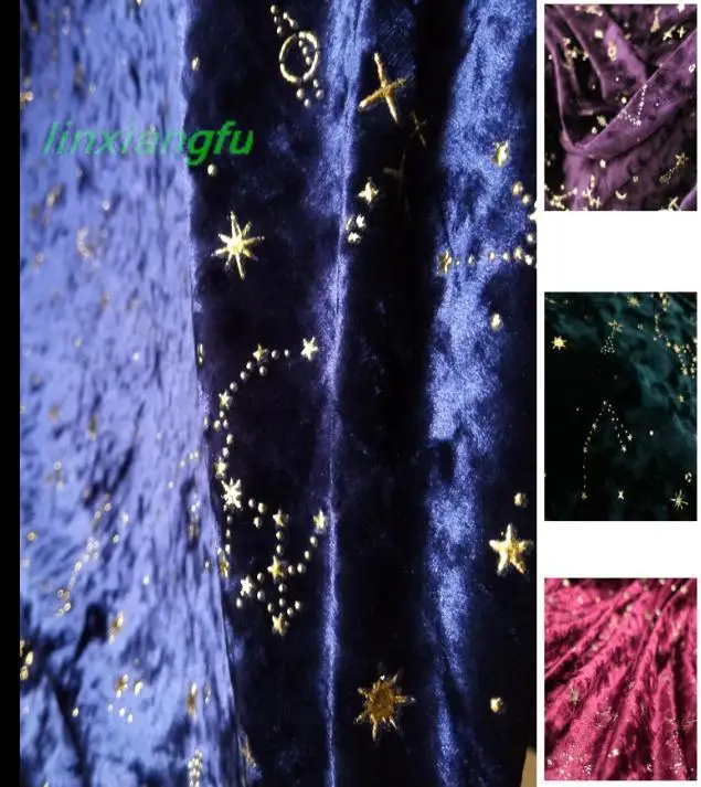 Tela de terciopelo de diamante de fantasía, tela de estrella dorada tridimensional, tela de meteorito estrellado, tela de bolso hecha a mano hanfu.