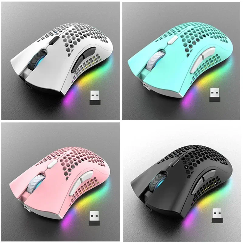 BM600 ماوس لاسلكي USB 2.4G لاسلكي RGB ماوس ألعاب خلوي بصري مريح بصري على شكل قرص العسل ماوس لاسلكي للمكتب #6