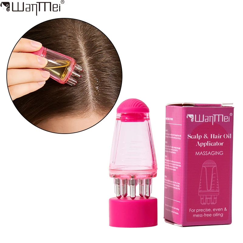 

Розово-красный шестигранный аппликатор-расческа для кожи головы, роликовый массажер для роста волос, щетка для массажа против выпадения волос, инструмент для укладки и релаксации