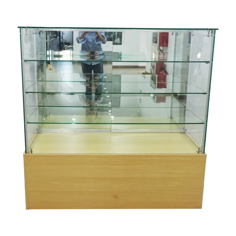 Custom. Keway Gehard Glas 8Mm Spiegelschuifdeur Mdf Board Onderste Teller Glazen Display Showcase Teller