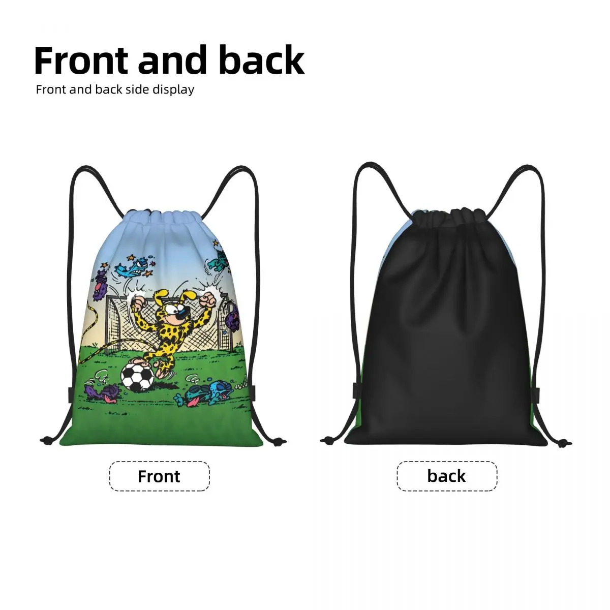 Custom Marsupilami Soccer Drawstring Bag Men Women Lightweight Belgian Animation Manga Sports Gym Storage Backpack