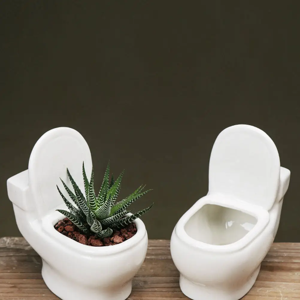 

Керамическое кашпо в форме унитаза для суккулентов и кактусов, 1 шт., для домашнего декора, художественное, милое, модное, для ванной комнаты и сада