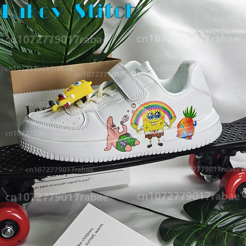 Spongebob Gif children Shoes Student Casual Kid Sneakers girls boys Running Fashion Sports Shoes cute Christmas Birthday Gif