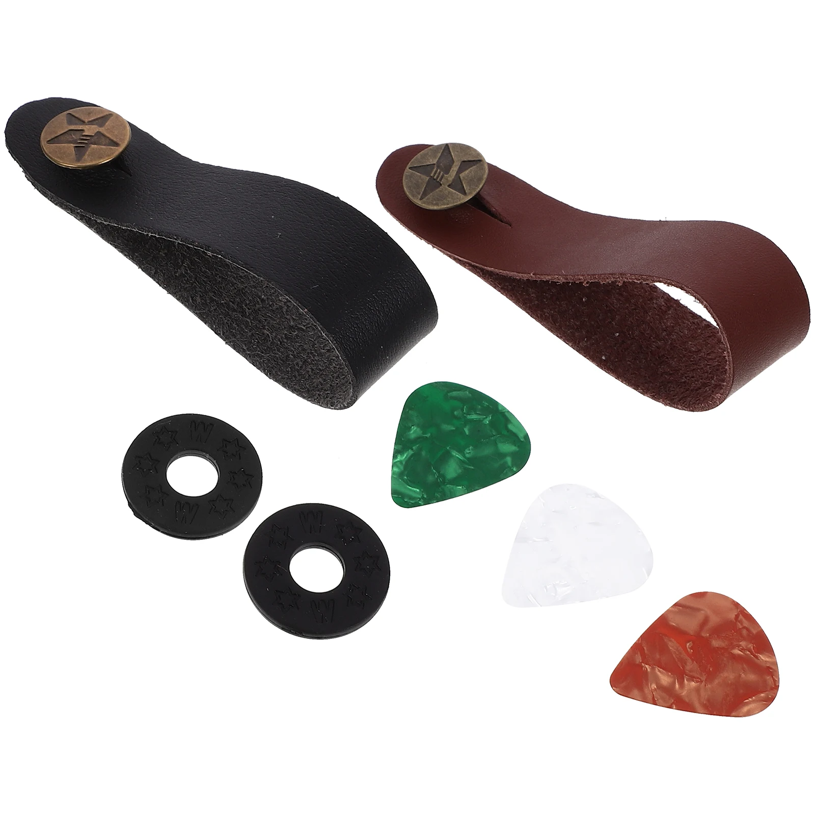 

2 Head Straps 3 Picks 2 Pads Acoustic Guitar Strap Locks Practical Neck Straps Bass Headstock Strap Thin Picks Adjustable Length