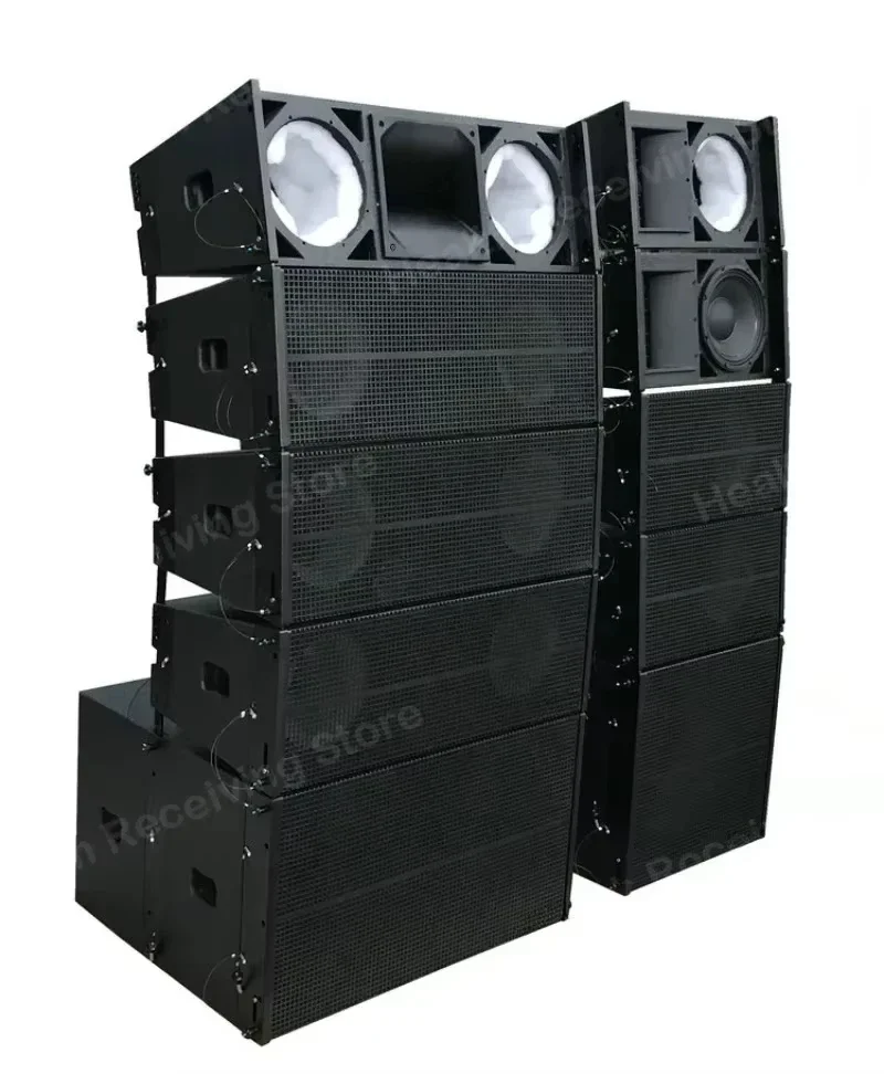 Professional assembly of plywood cabinets for 10-inch and 12-inch large outdoor performance line array speakers