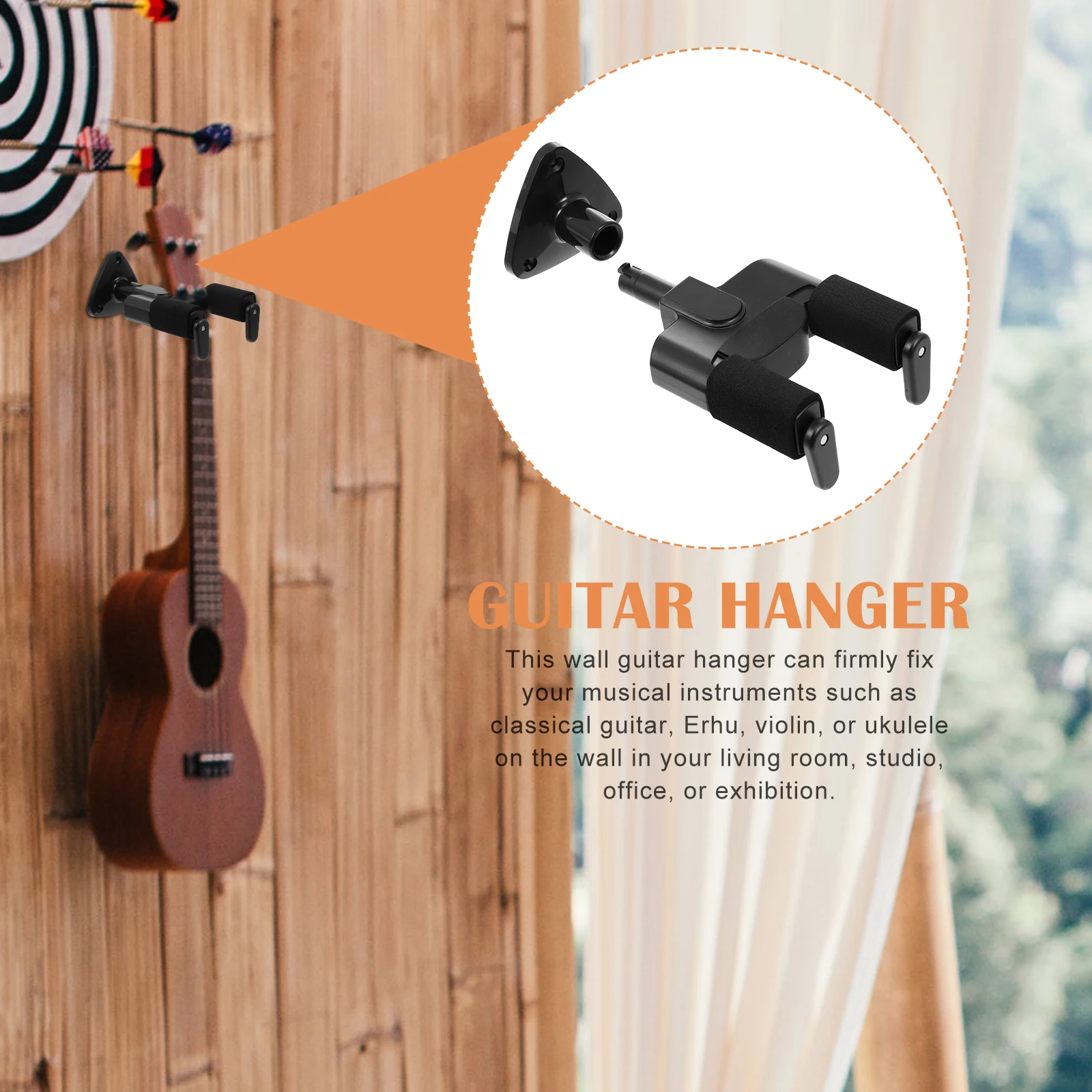 

Self-locking Hook Guitar Hanger Stand Accessories Wall Mount Ukulele Hooks for Rack Holder