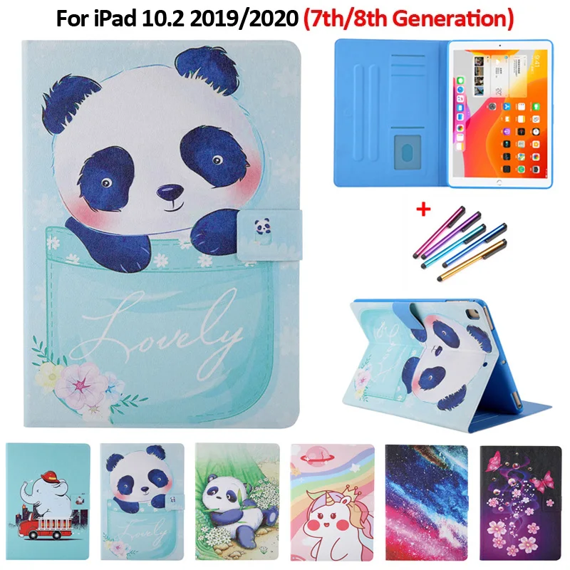 Tablet For iPad 7th Generation Case Cute Panda Painted Leather Cover Funda For iPad 8th Generation Case For iPad 10.2 Case 2020