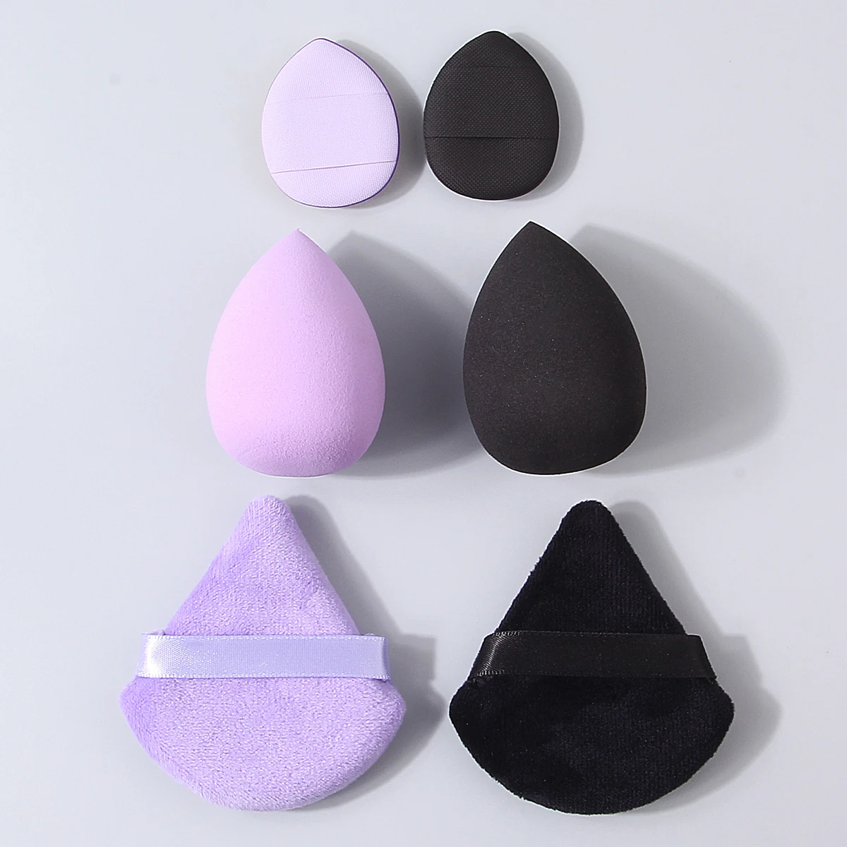 Ensemble de bouffantes de poudre de maquillage en éponge Super douce, éponge usable sèche et humide/bouffée de poudre triangulaire/mini outils de maquillage 6 pièces
