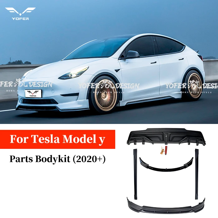 Yofer Universal Car Front Bumper Splitter Diffuser Lip BodyKit Spoiler Bumpers for Tesla Modely