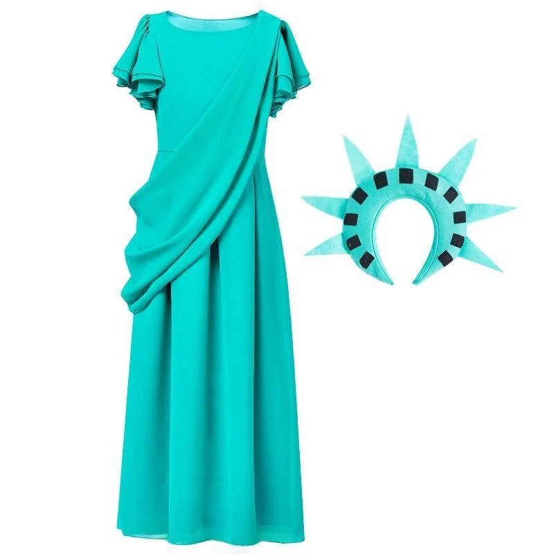 Children's Cosplay Robe Ancient Roman Godd Costume loween Outfit Girls' Dr Free Sle Statue of Liber Attire