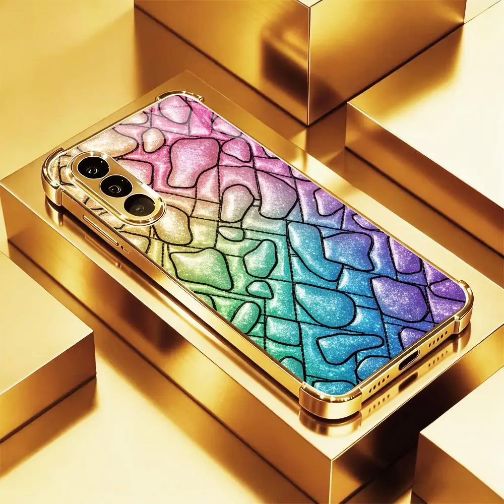 Colorful Gradient Mosaic Pattern Fashion phone case s26 ultra case 폰케이스 glass for Samsung Galaxy S26 S25 S24 S23 FE,Ultra,Plus