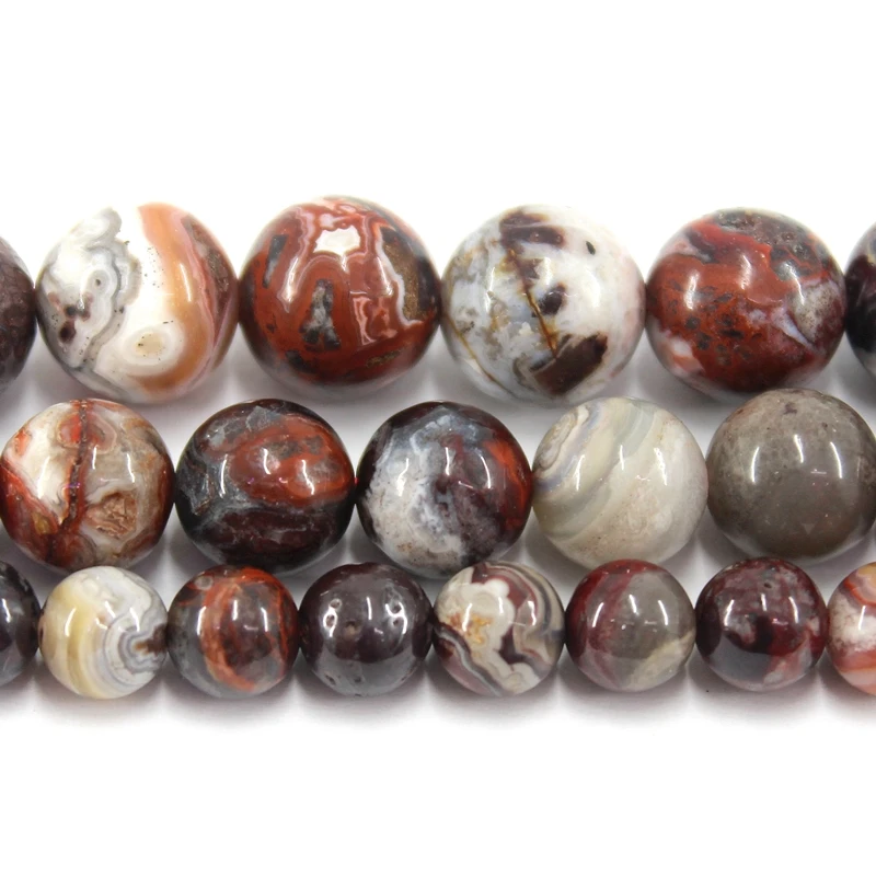 Natural Stone Mexico Laguna Crazy Lace Agate 6/8/10 MM Round Loose Strand Stone Beads For Jewelry Making Bracelets Necklace