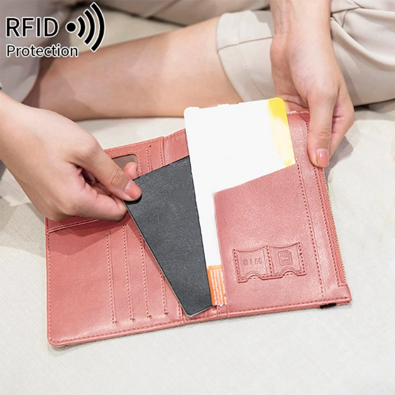 Tarjetero de viaje para pasaporte, cartera multifunción para documentos Rfid, libro de pasaporte, 2 piezas