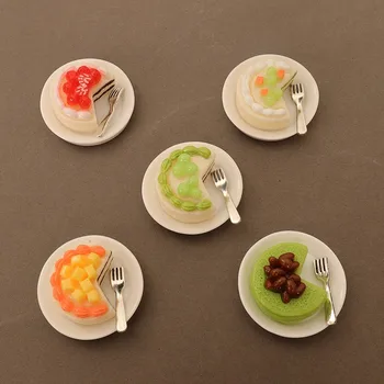 인형의 집 망고 케이크 미니 디저트 음식 놀이 모델 체중계, 시뮬레이션 과일, 수제 DIY 미니어처 주방 장면, 홈 데코 