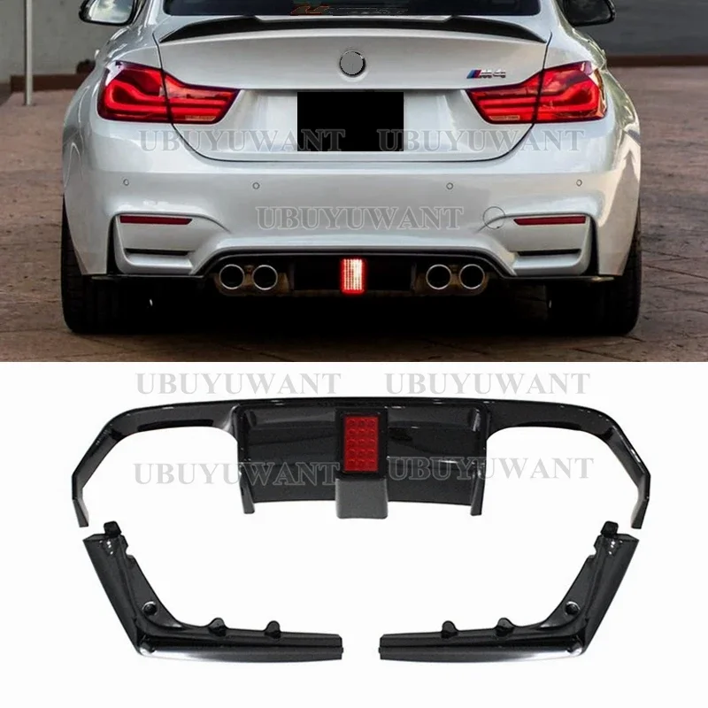 

V Style Rear Bumper Diffuser with Led Light For BMW M3 F80 M4 F82 F83 2014-2020 Rear Side Splitters Spoiler Lip