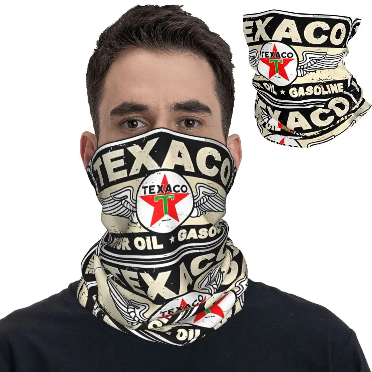 Texacos Vintage Sign Bandana Neck Cover Printed Face Scarf Warm Headband Running Unisex Adult Breathable