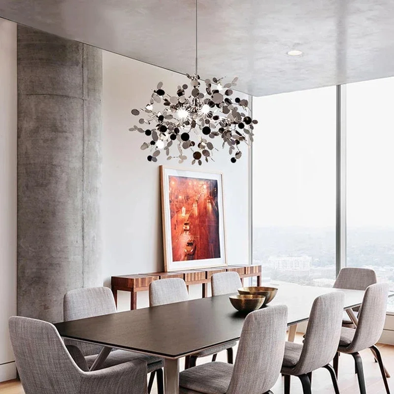 Modern Pendant Lights Stainless Steel Shade Dining Room Chandeliers Led Luminaire Suspendu Restaurant Living Loft Light Fixture