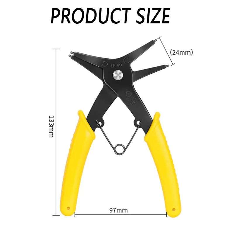 Circlip Pliers 2 in 1 Internal and External Dual Purpose Pliers External Spring Pliers Large Retaining Ring Removal Tool