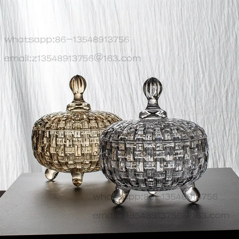 European-style lead-free high-brightness glass with lid fruit bucket fruit plate candy jar household living room coffee table