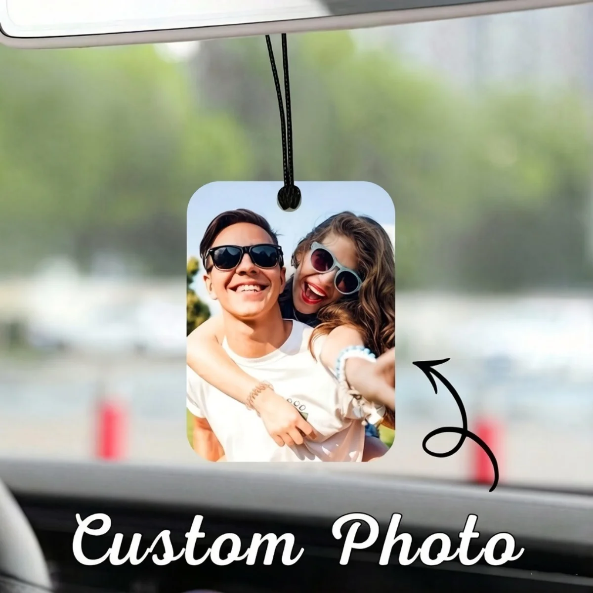 Customized 2D personalized car hanging ornament—an acrylic decoration and the perfect gift for him, her, family, or friends.