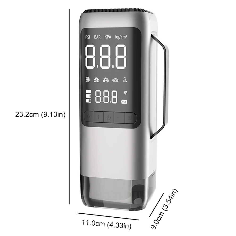 Jump Starter Vacuum Cleaner Electric Tire Pump with Light USB Rechargeable 8000mAh Bicycle Air Compressor for Car Tires