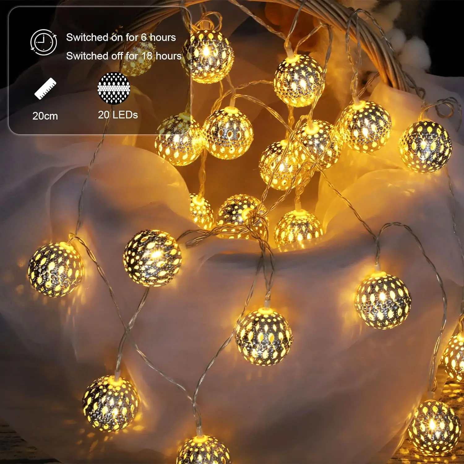 Bubble ball light Solar String Lights Outdoor LED IP65 luci scintillanti impermeabili luci fiabesche in filo di rame per il giardino dell'albero di natale