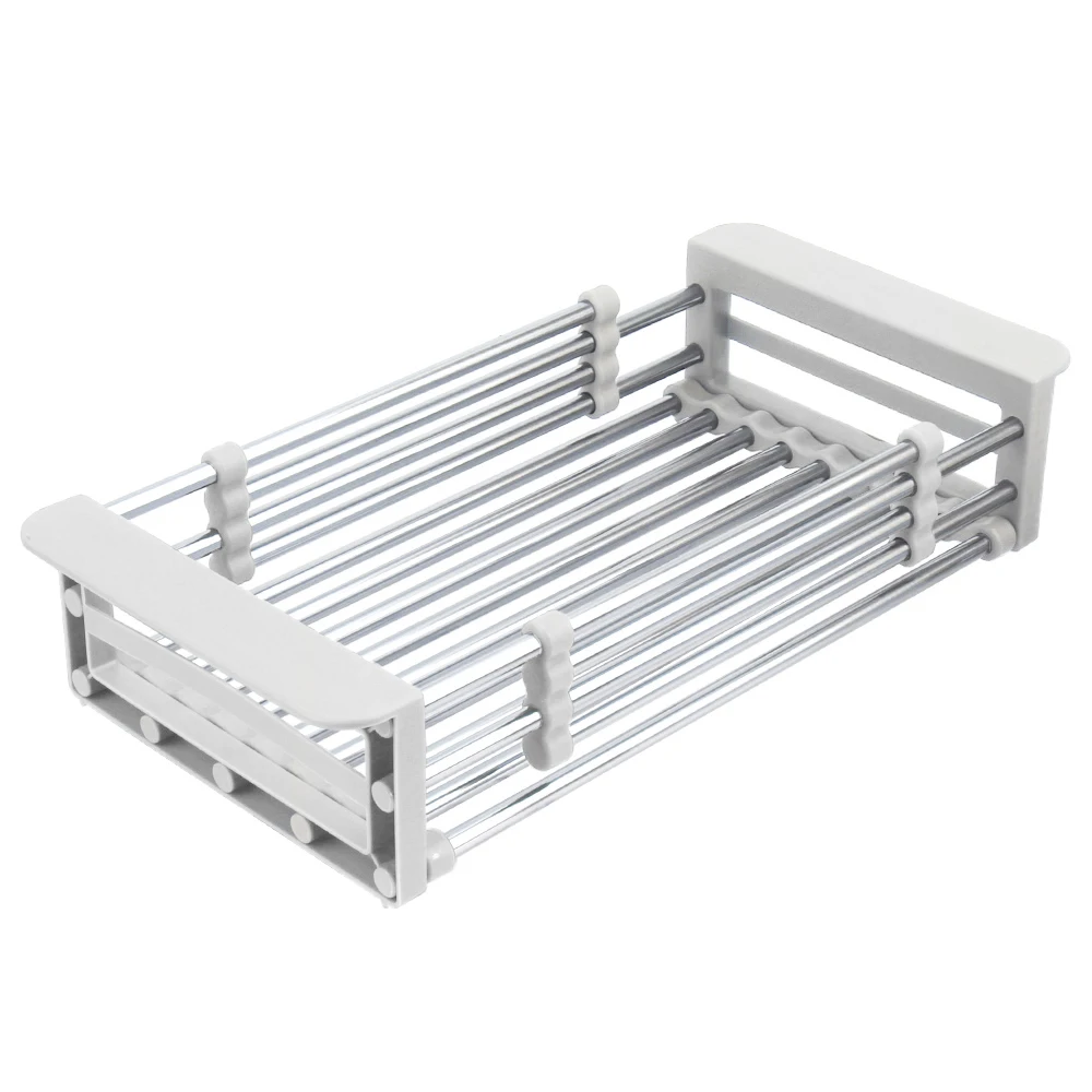 Drain Basket Kitchen Organizer Telescopic Sink Storage Rack Adjustable Sink Dish Drainers Dish Drying Rack Stainless Steel