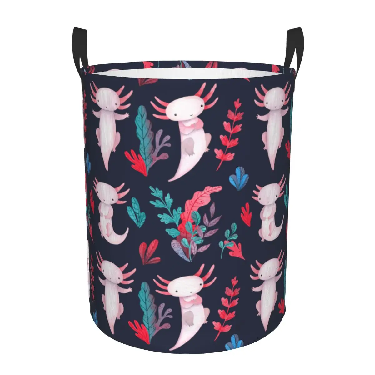 Custom Cute Salamander Animal Axolotls Laundry Basket Foldable Large Clothes Storage Bin Baby Hamper