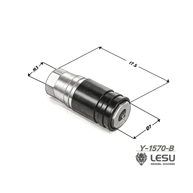 RC 1/14 LESU Ölschlauch-Schnellkupplung (weiblich) für Tamiya Hydraulikbagger, Lader, Muldenkipper, DIY-Teile – Detail 8